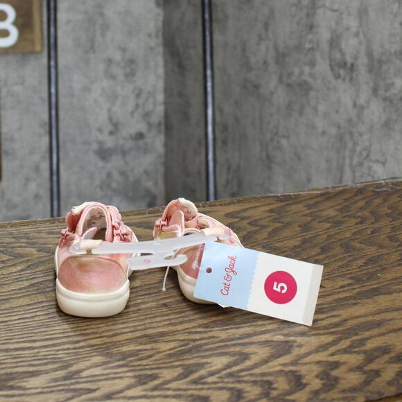 Cat & Jack Toddler Girls Luka Tie-Dye Double Zipper Sneakers 87834400 Pink 5T - Picture 4 of 7